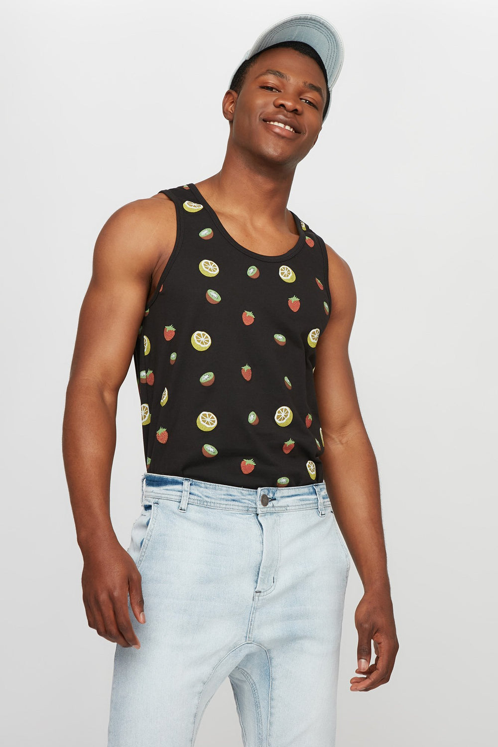 Men Printed Graphic Tank Black