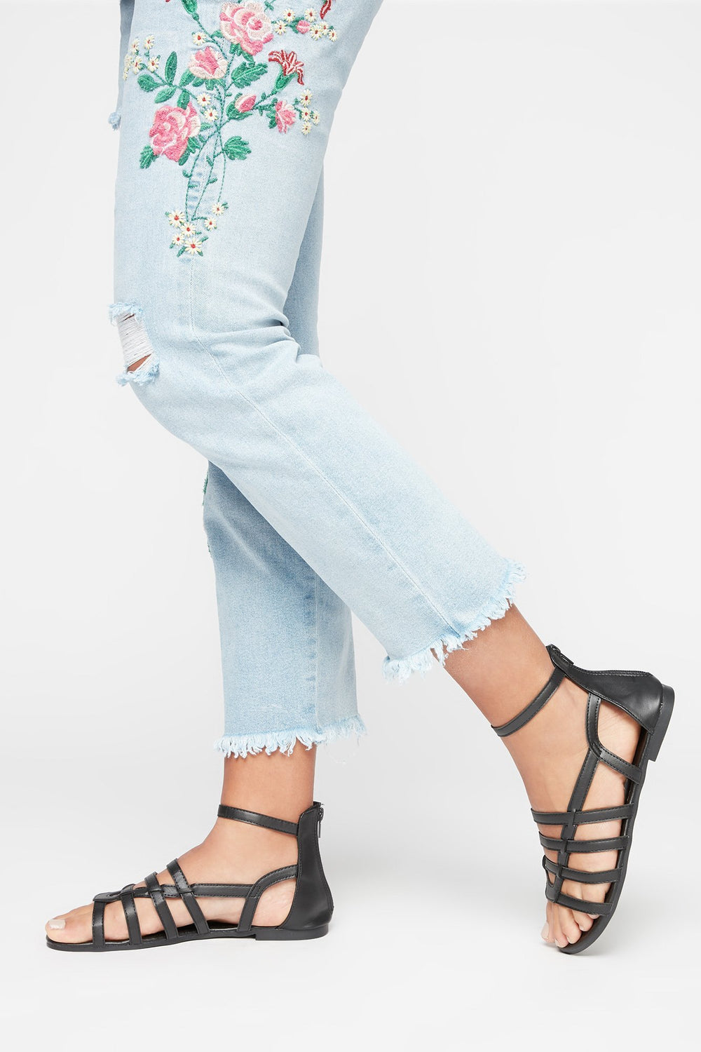 Women Pull-On Back Zipper Gladiator Sandal Black