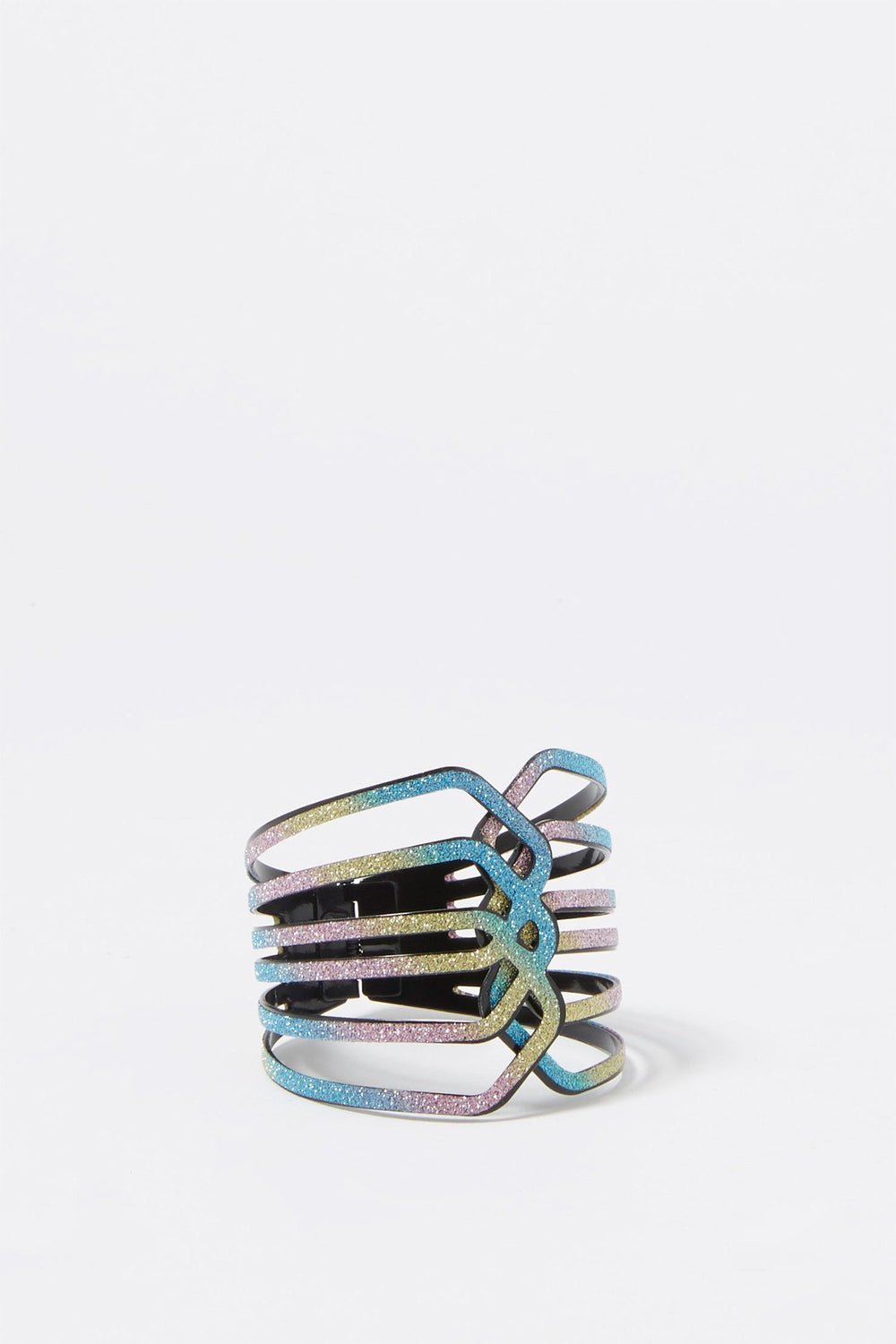 Women Rainbow Glitter Cuff Bracelet Black