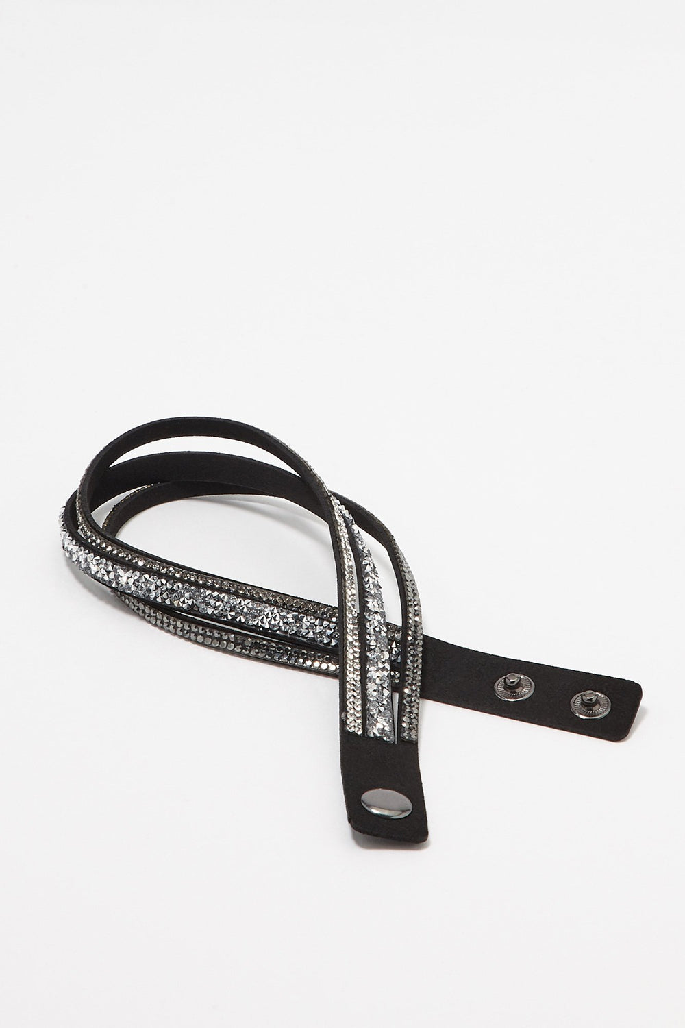Women Rhinestone Wrap-Strap Bracelet Black