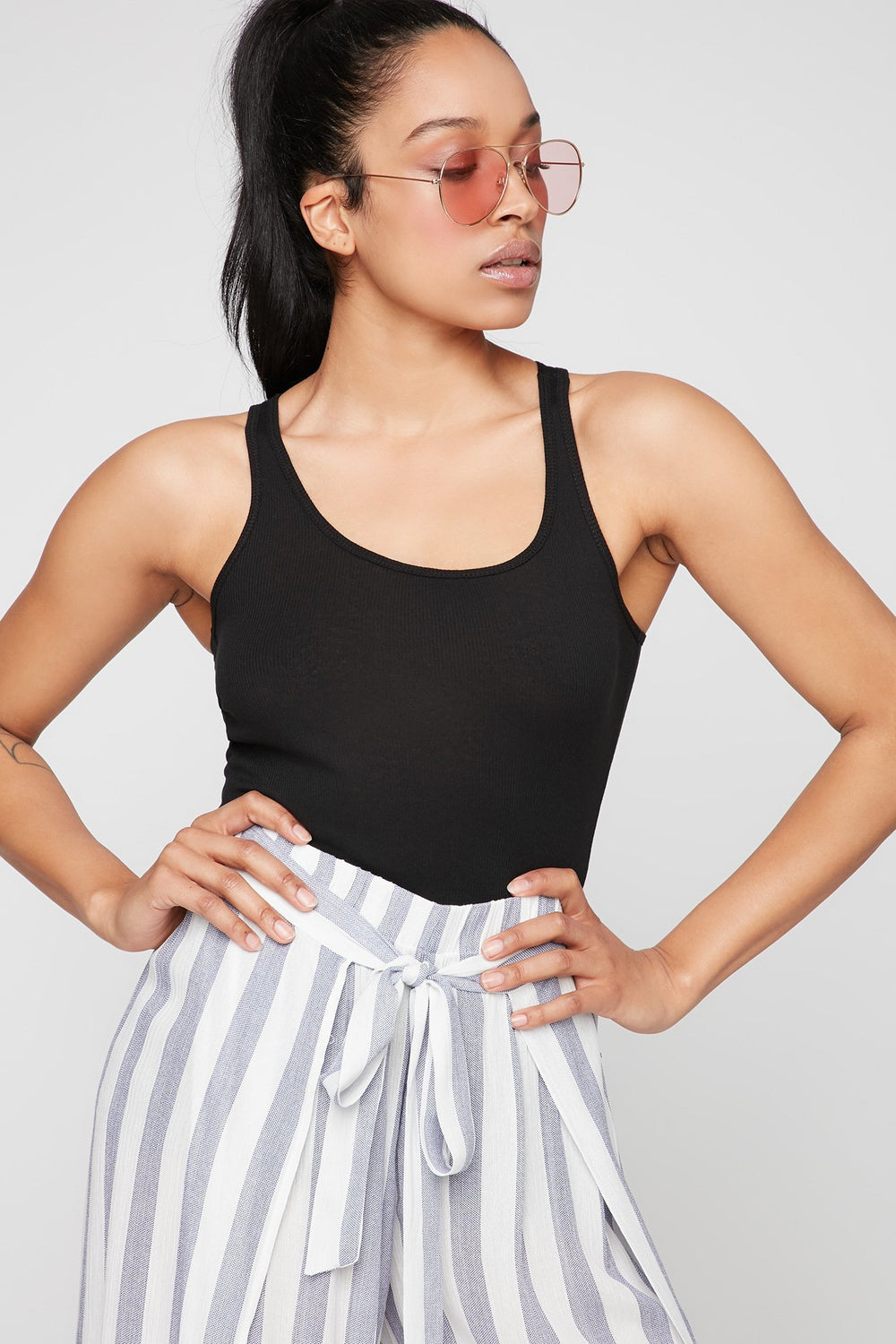 Women Ribbed Racerback Tank Black