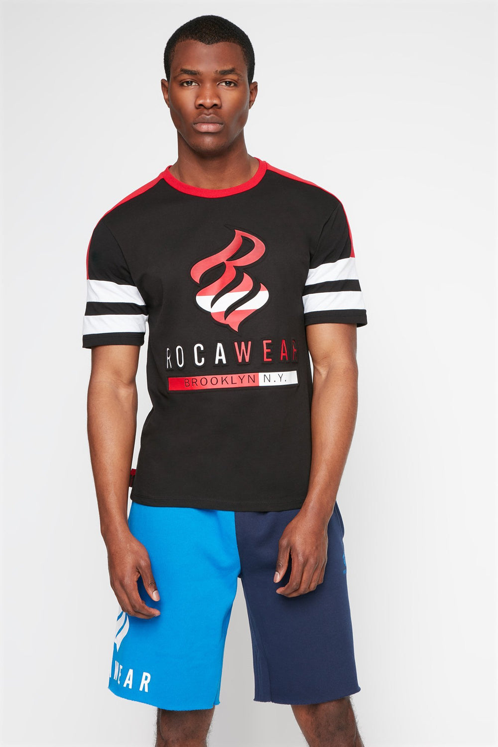 Men Rocawear Side Stripe Graphic T-Shirt Black