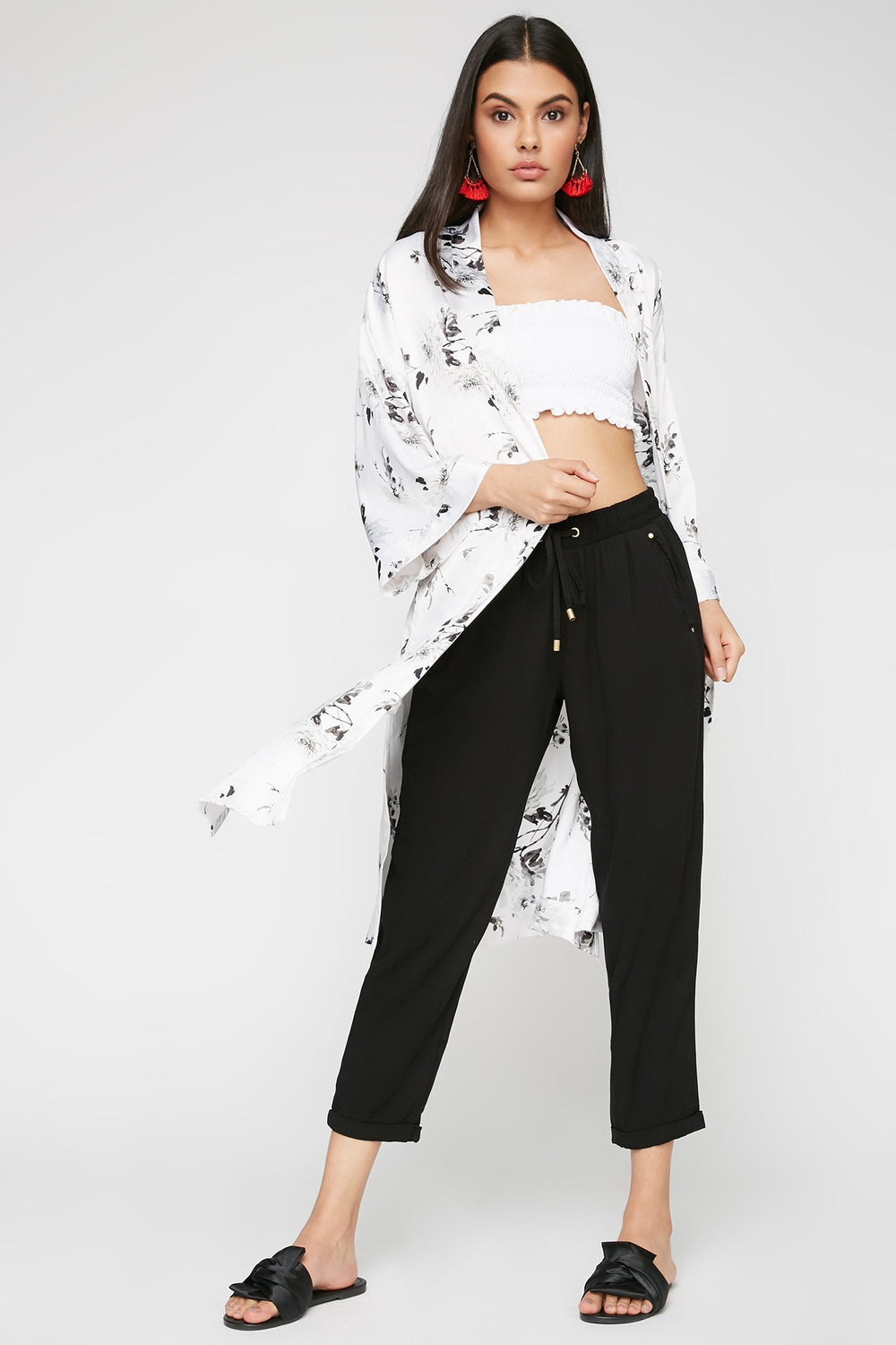 Women Rolled Cuff Drawstring Jogger Black