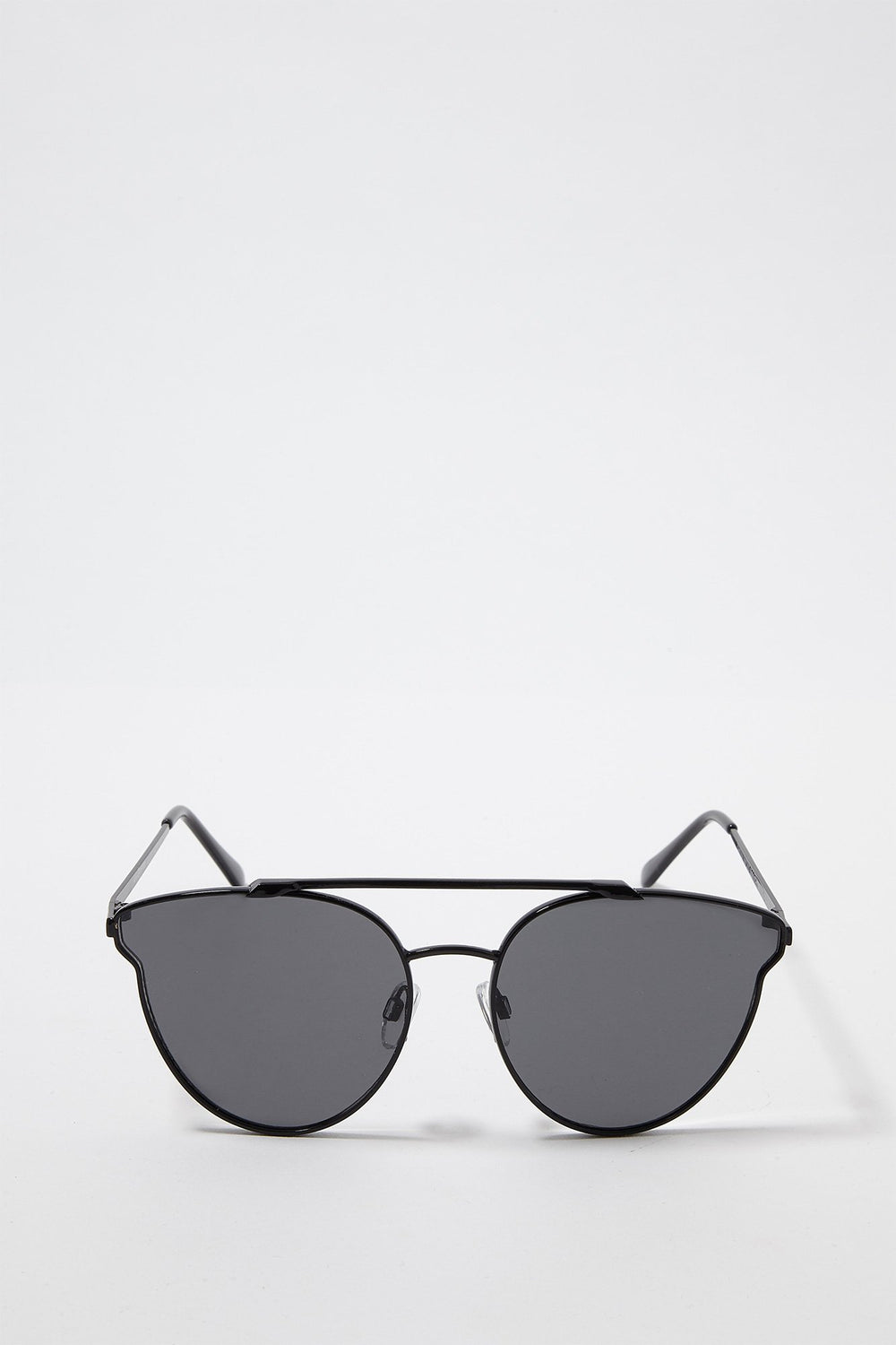 Women Round Clubmasters Cateye Sunglasses With Brow Bar Black