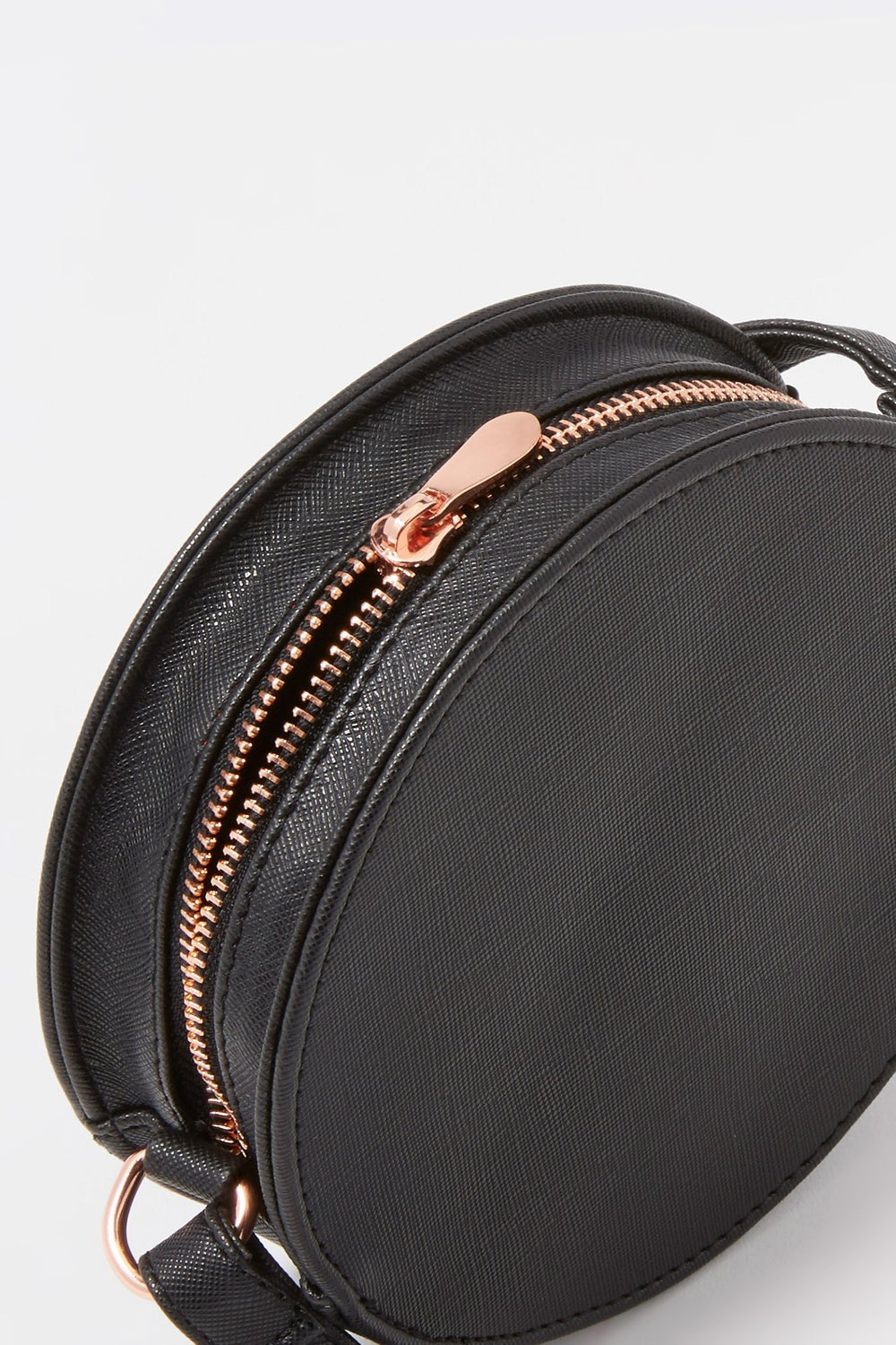 Women Round Faux-Leather Crossbody Bag Black