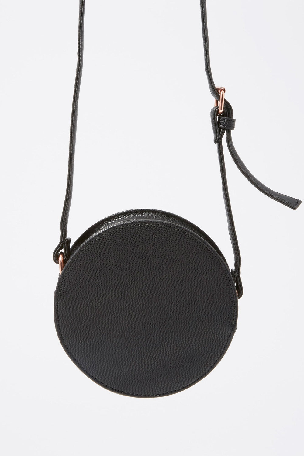 Women Round Faux-Leather Crossbody Bag Black