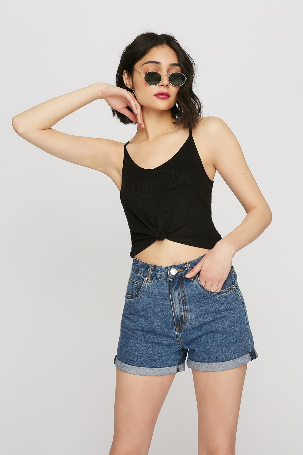 women Scoop Neck Basic Camisole Black
