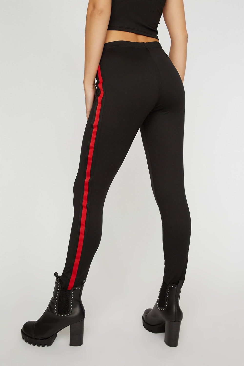 Women Side Stripe Printed Drawstring Jogger Black