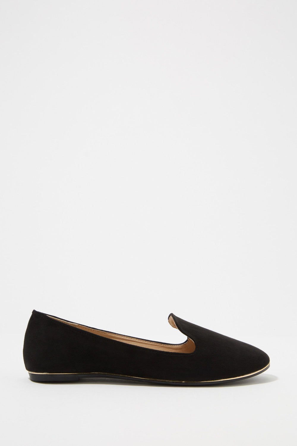 Women Slip-On Gold Trim Loafer Black