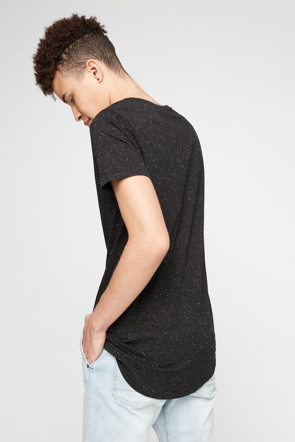 Men Space-Dye Crewneck T-Shirt Black