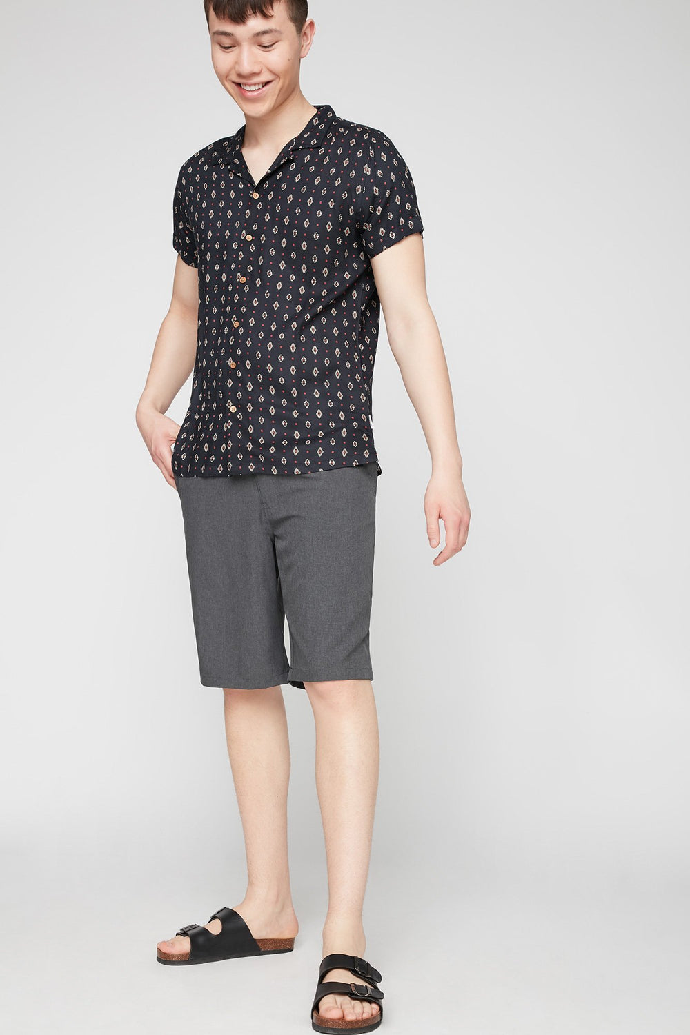 Men Space Dye Hybrid Short Black