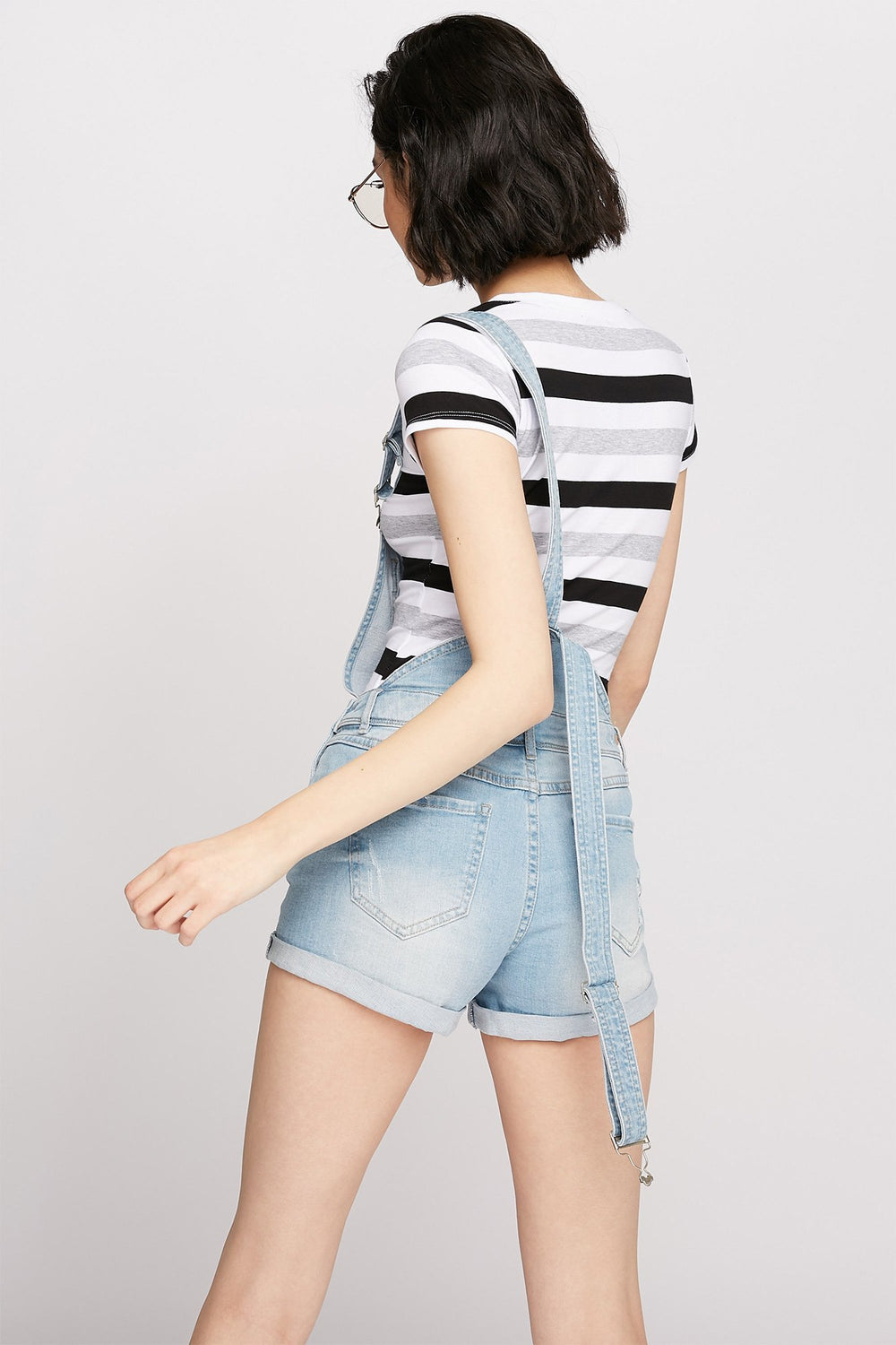 Women Striped Crewneck T-Shirt Black