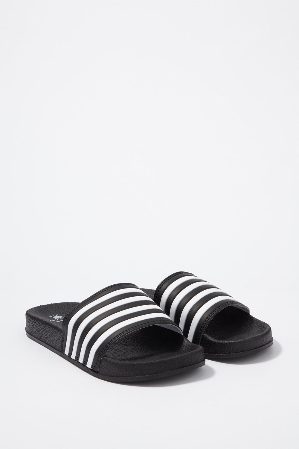 Men Striped Slider Sandal Black