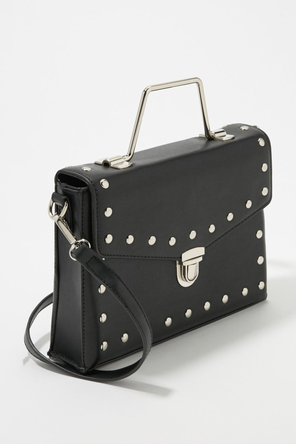 Women Structured Studded Crossbody Bag Black
