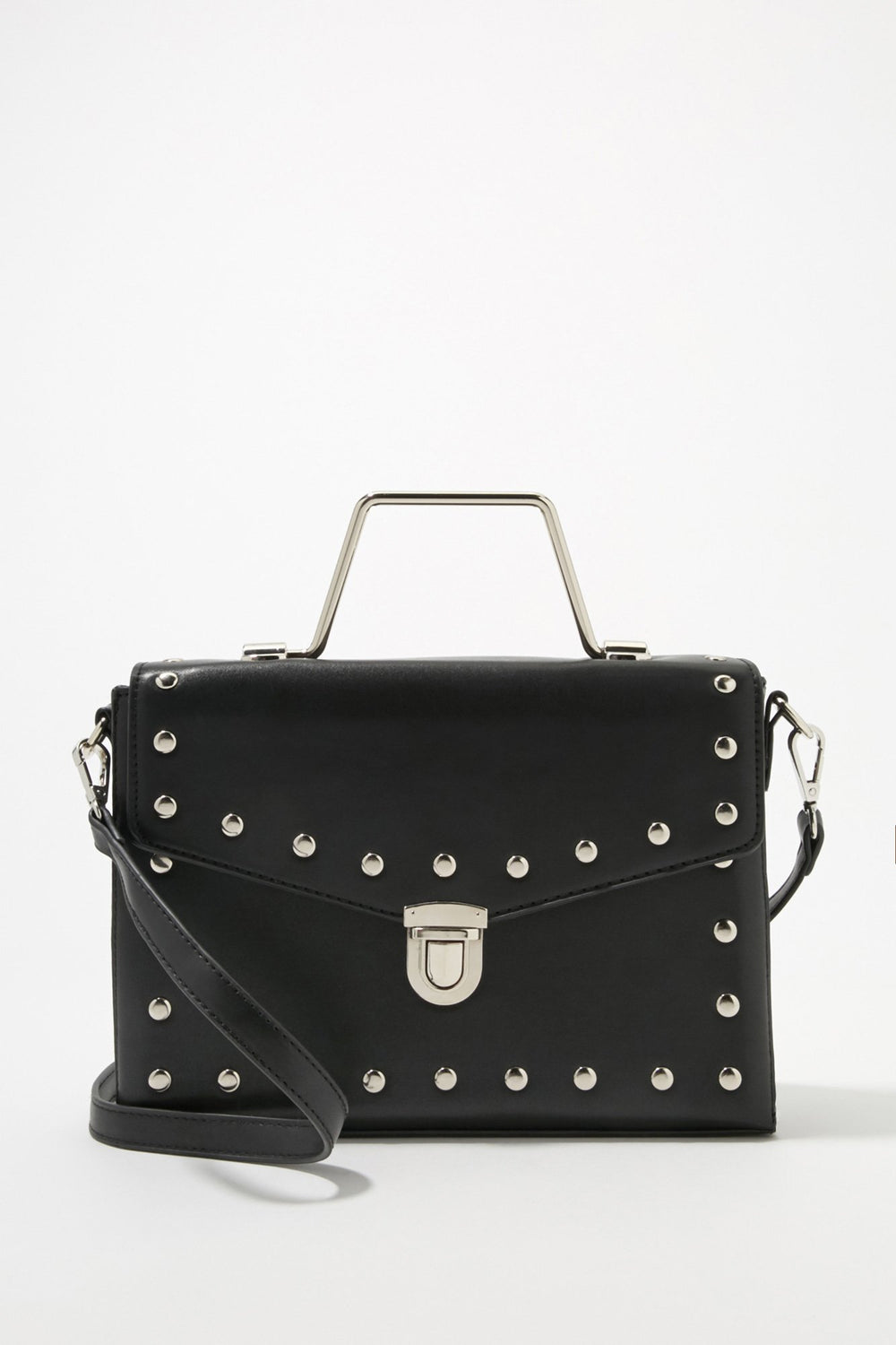 Women Structured Studded Crossbody Bag Black