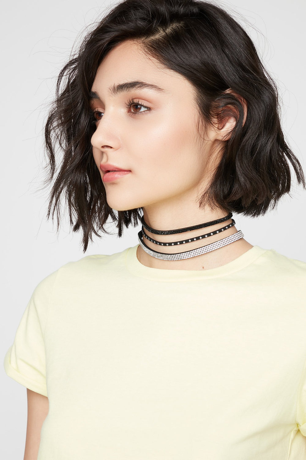 Women Stud & Glitter Choker Set (3 PC) Black