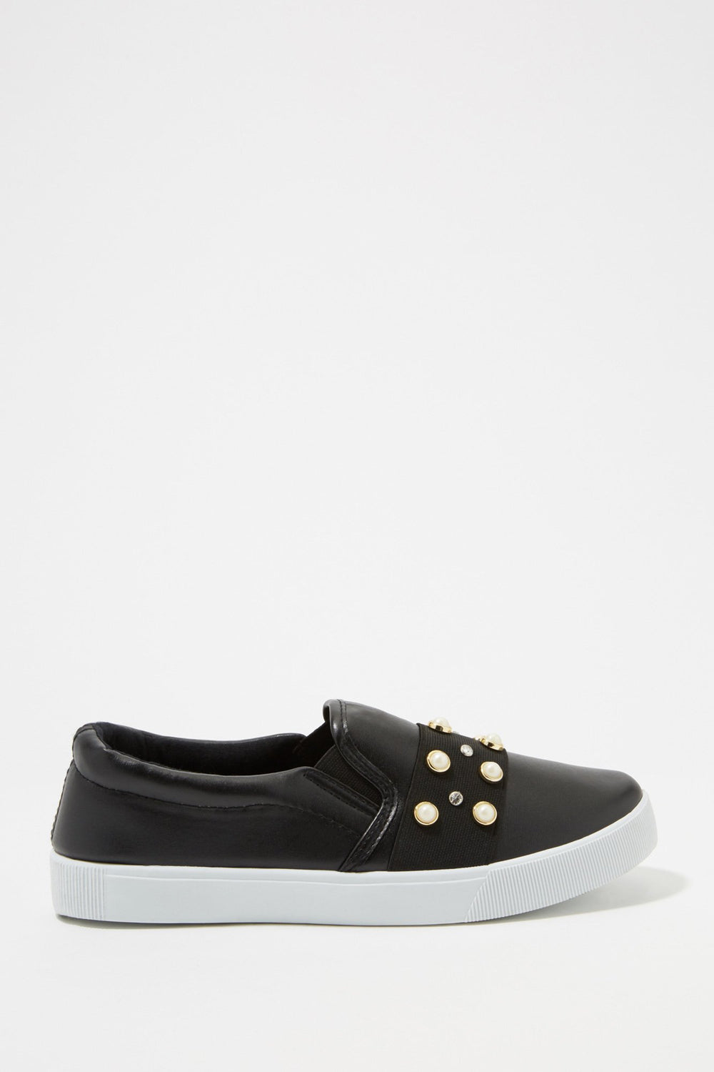 Women Studded Banded Slip-On Sneaker Black