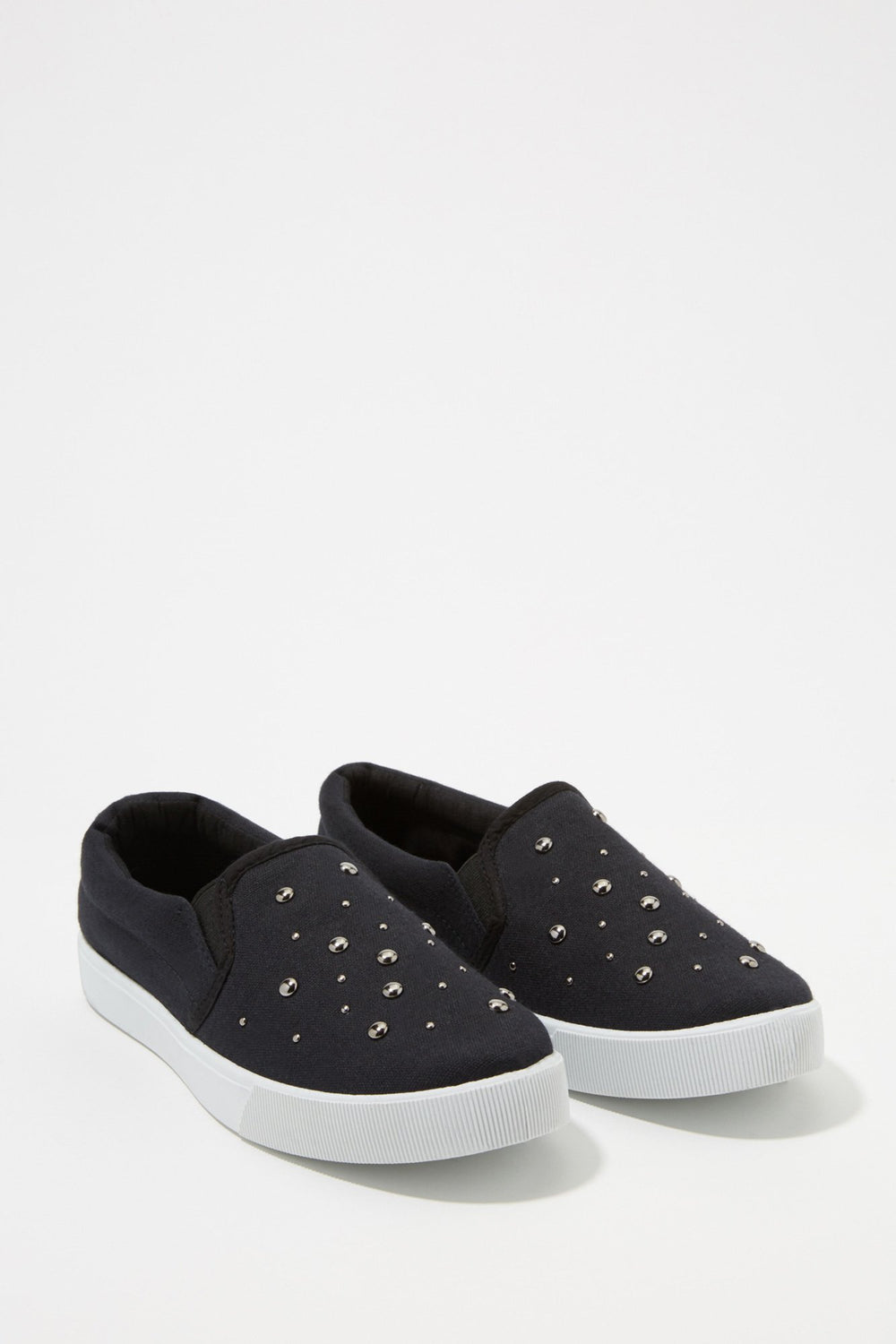 Women Studded Canvas Slip-On Sneaker Black