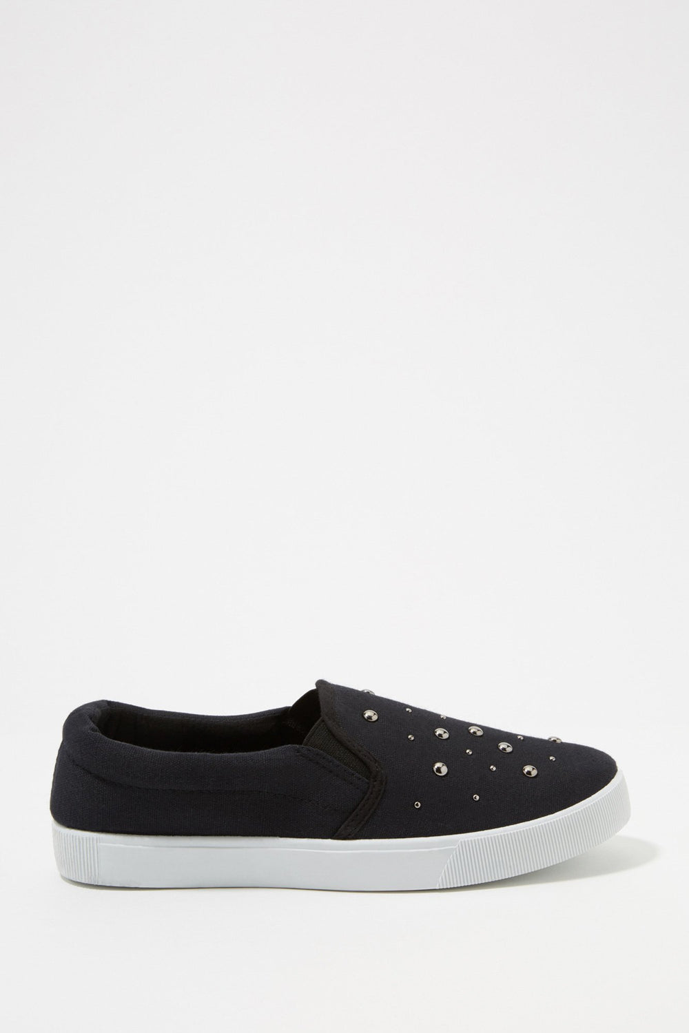 Women Studded Canvas Slip-On Sneaker Black