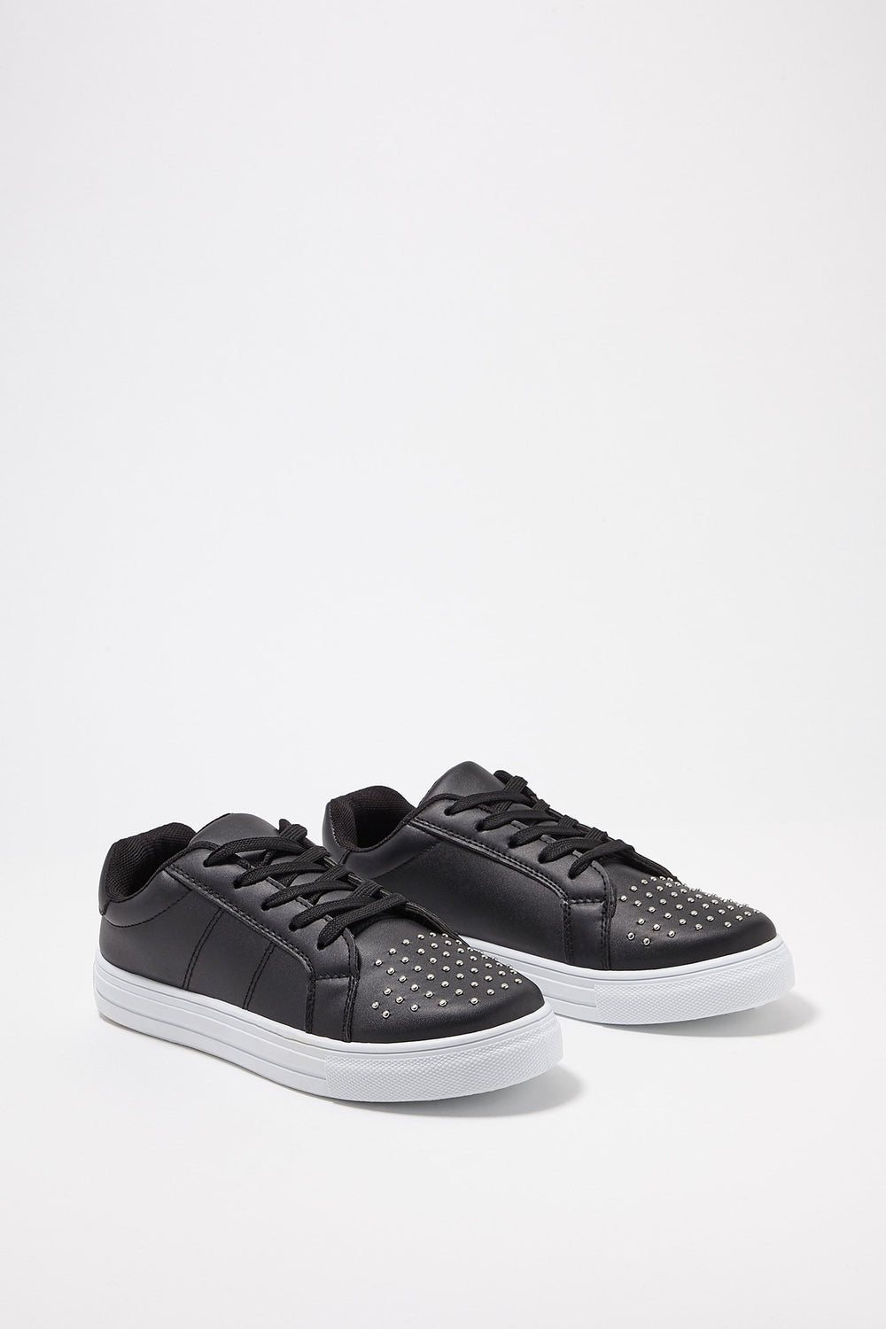 Women Studded Lace-Up Sneakers Black