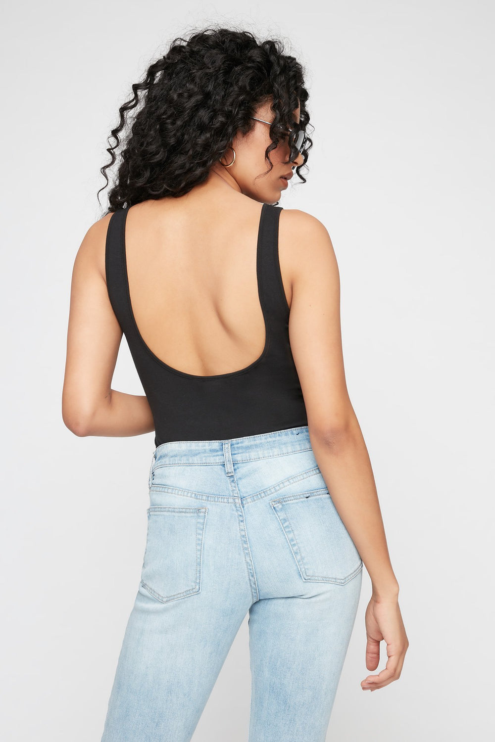 Women Trouble Checkered Graphic Bodysuit Black