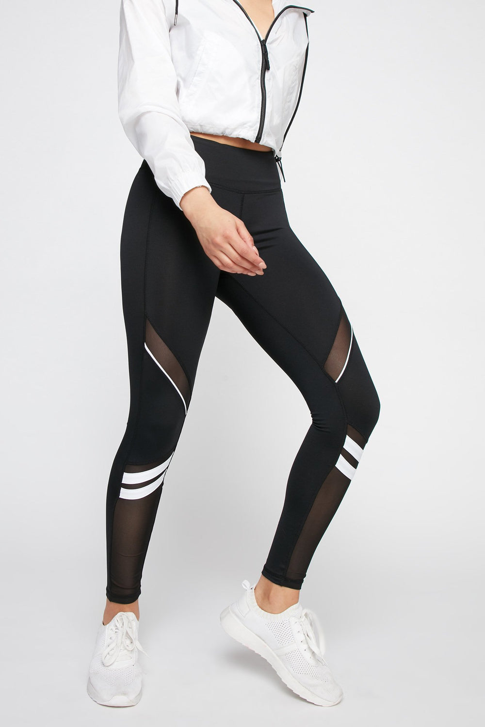 Women Two-Tone Contrast Mesh Energy Legging Black