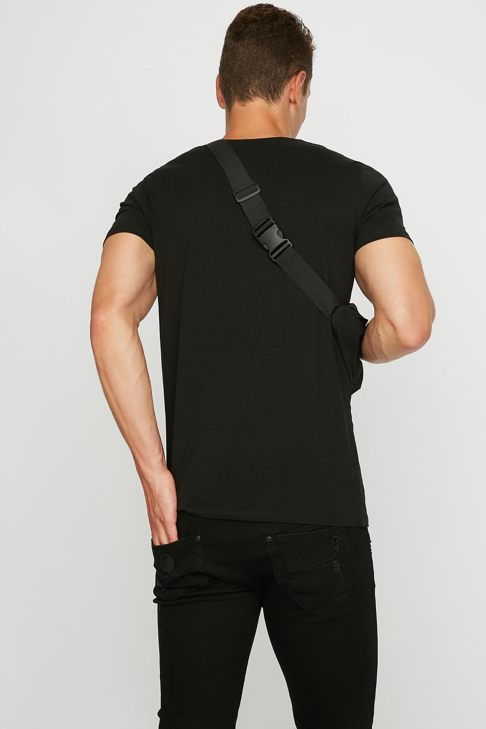 Men V-Neck Soft T-Shirt Black