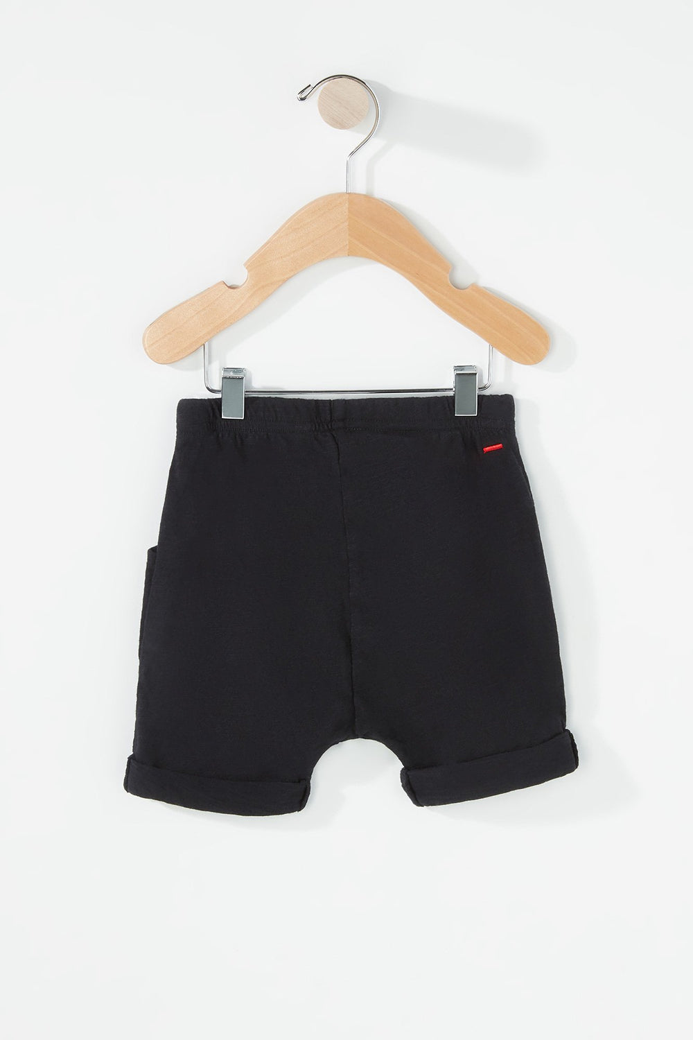 Kids Baby Boy Distressed Roll-Up Drawstring Jogger Short Black