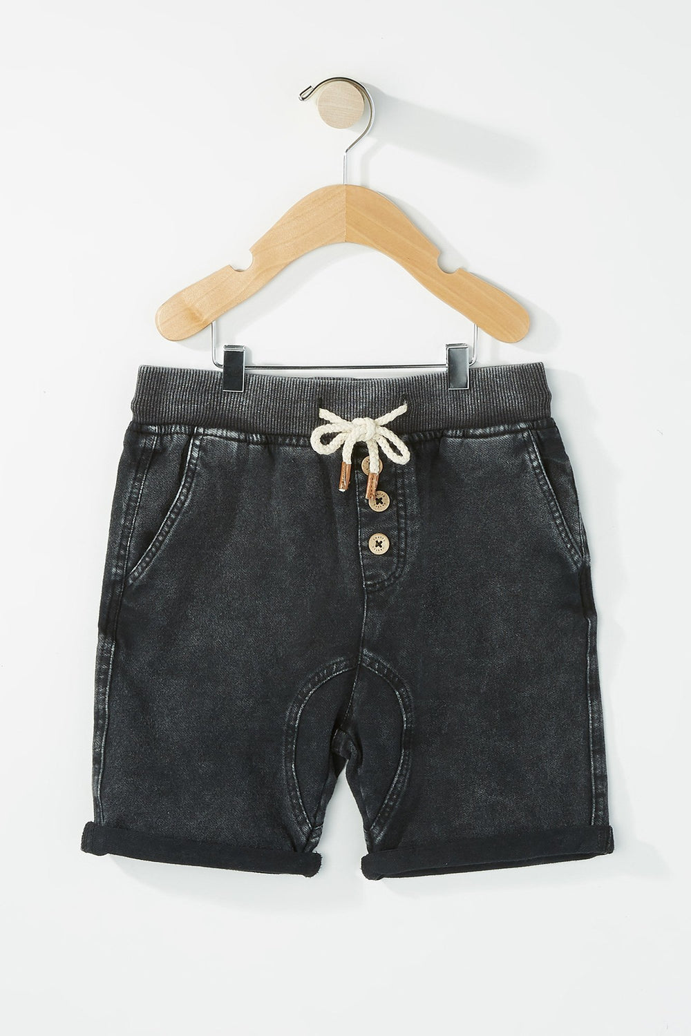 Kids Boys Denim Roll-Up Jogger Short Black
