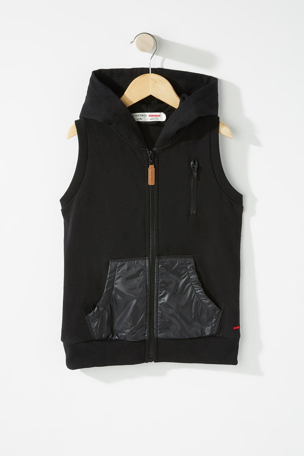 Kids Boys Lightweight Combo Hooded Vest Black