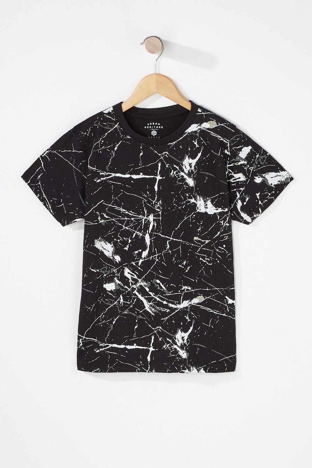 Kids Boys Marble Printed T-Shirt Black