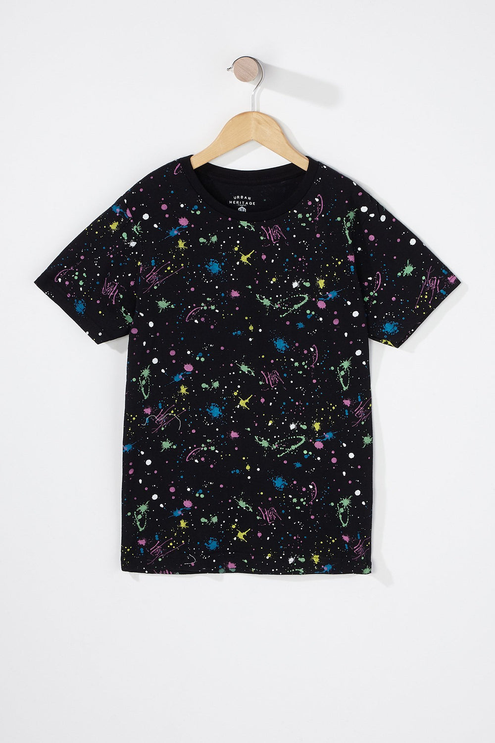 Kids Boys Paint Splatter Graphic T-Shirt Black