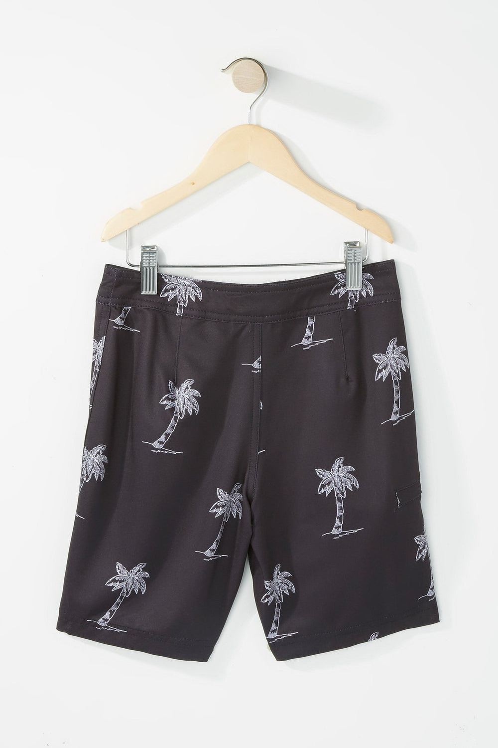 Kids Boys Palm Tree Lace-Up Boardshort Black