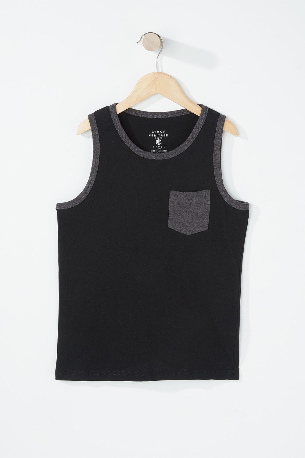 Kids Boys Pocket Contrast Trim Tank Black