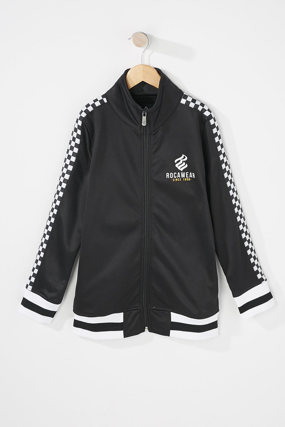 Kids Boys Rocawear Checkered Side Stripe Active Jacket Black