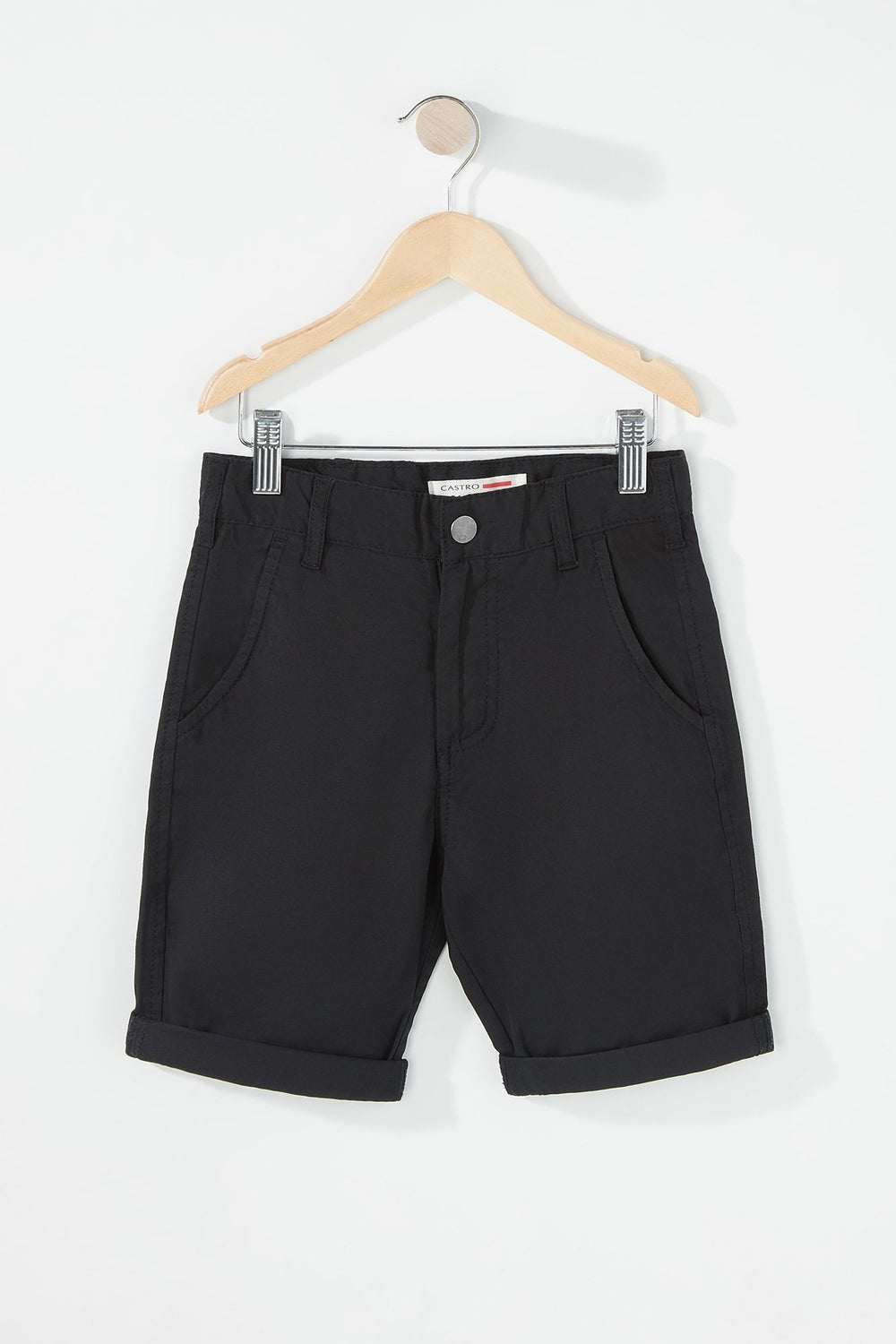 Kids Boys Roll-Up Chino Short Black