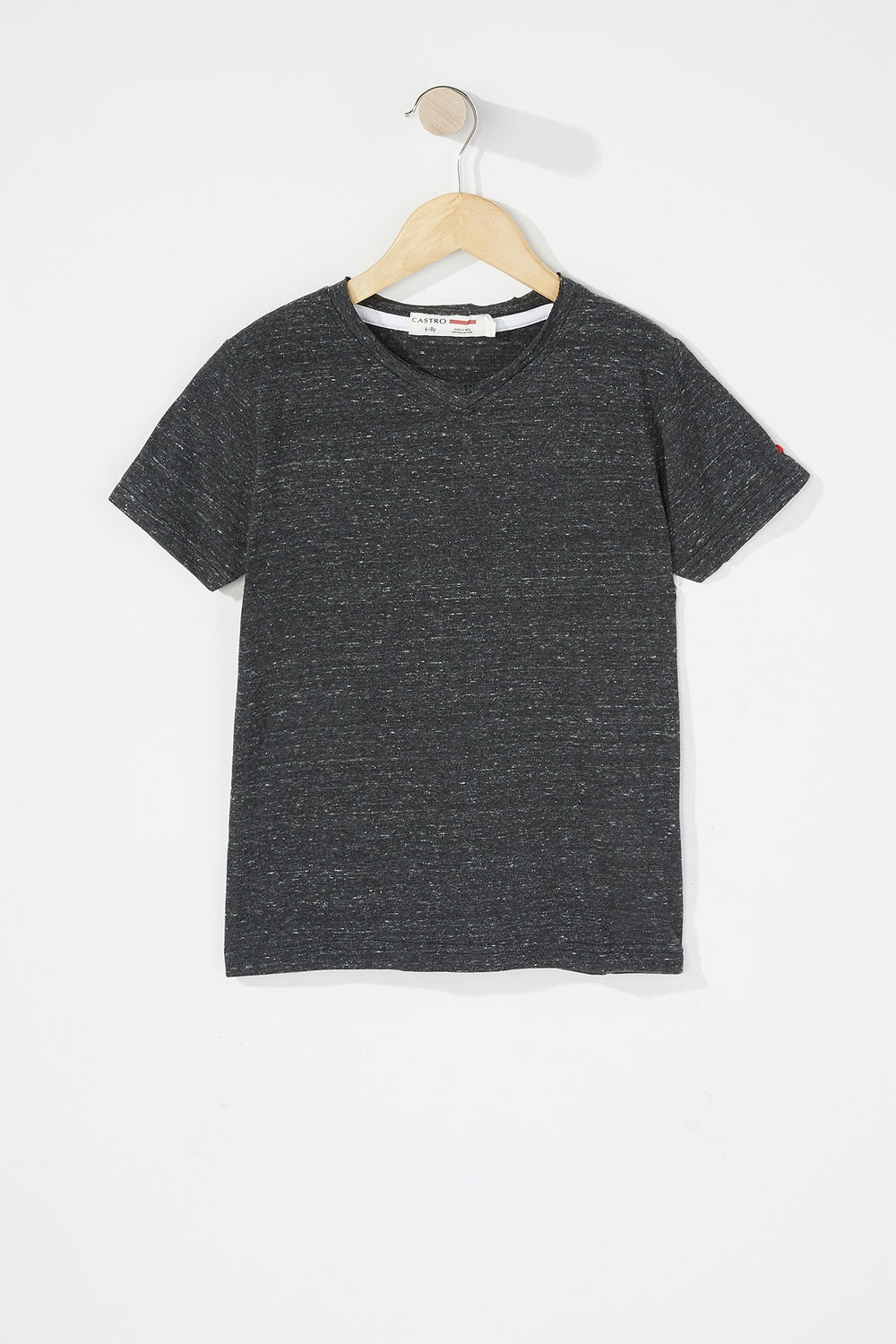 Kids Boys Space Dye V-Neck T-Shirt Black