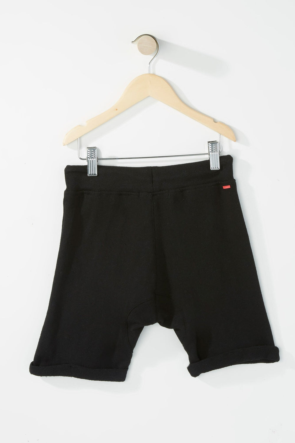 Kids Boys Squad Zipper Drawstring Fleece Short Black