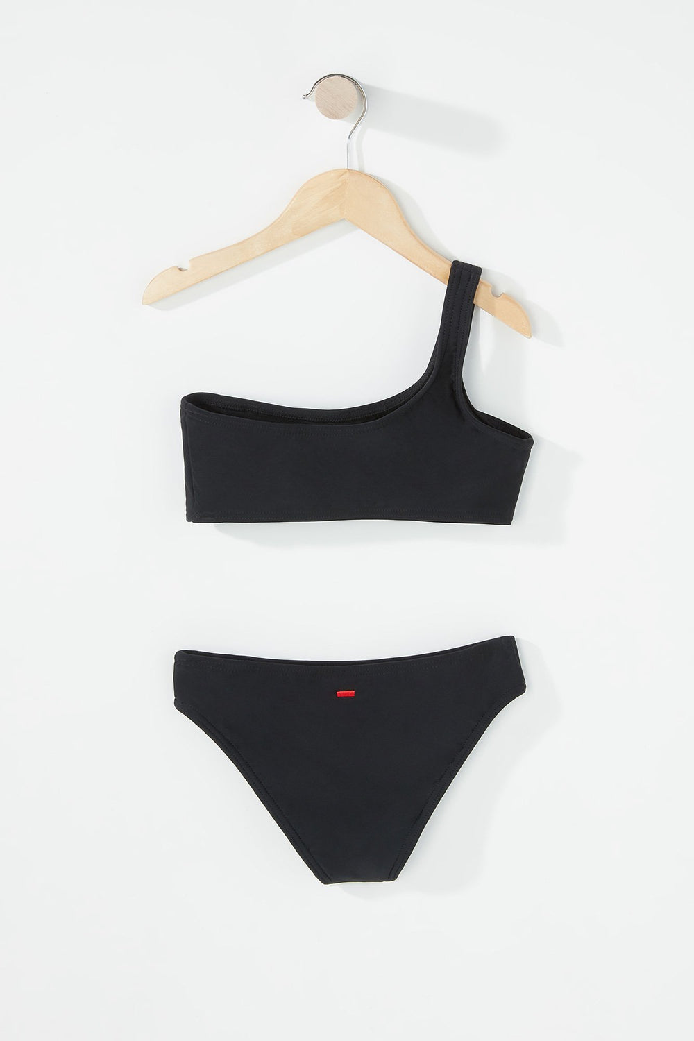 Kids Girls 2-PC One-Shoulder Bikini Black