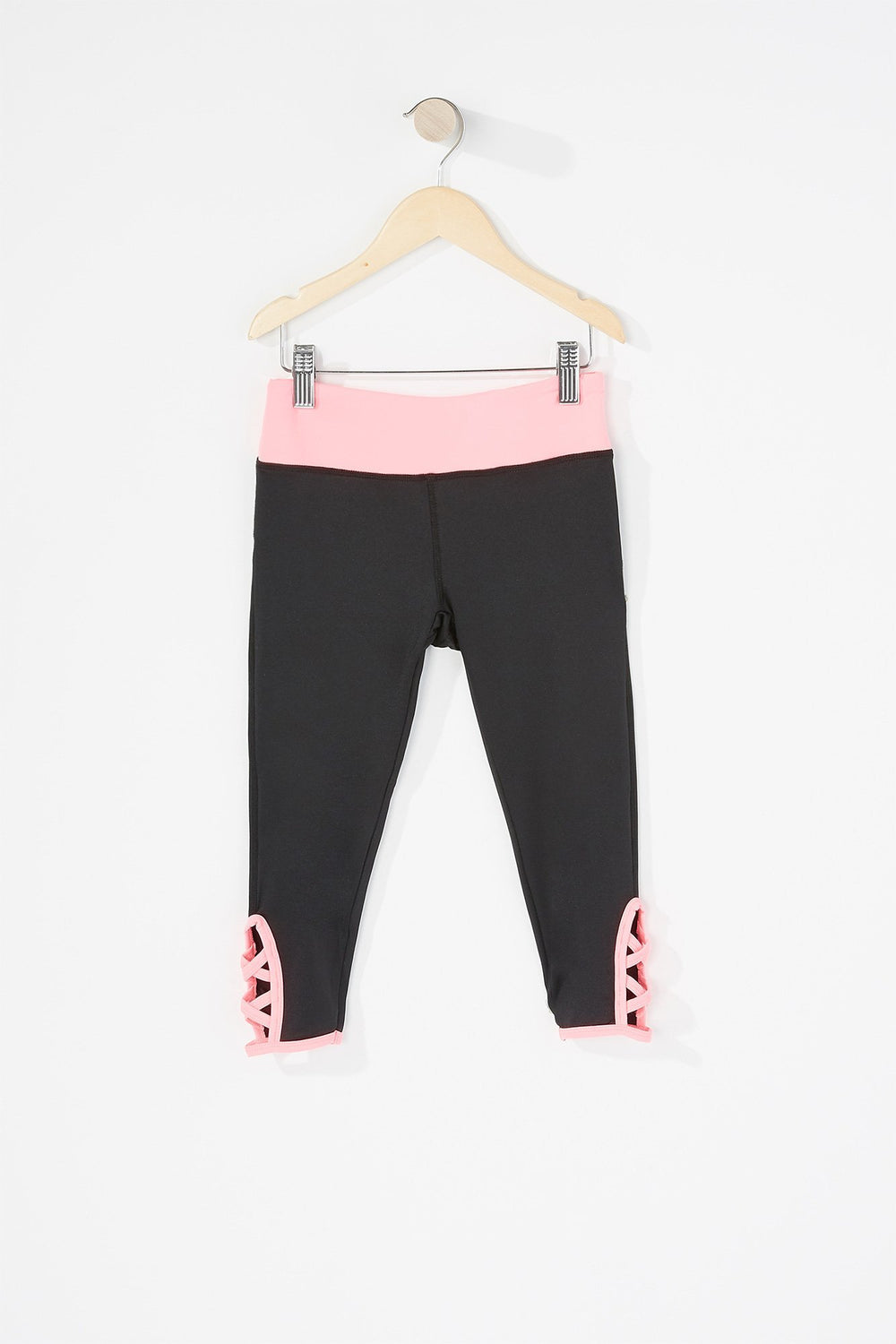 Kids Girls Caged Ankle Cropped Active Legging Black