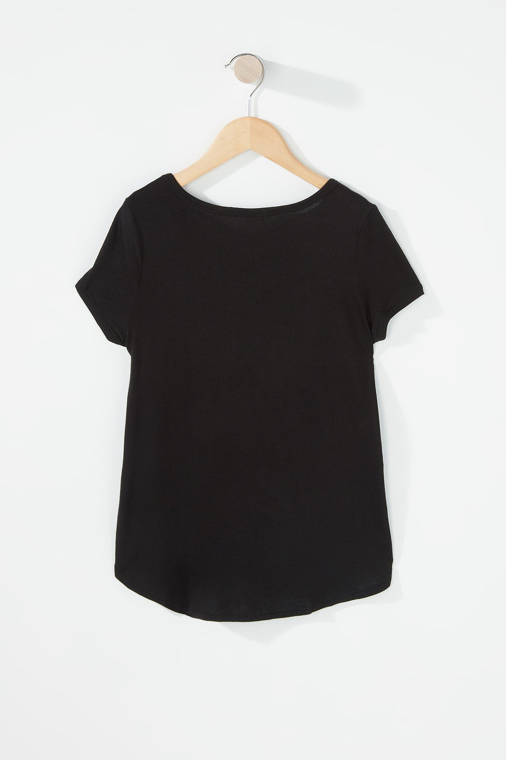 Kids Girls Caged Scoop Neck T-Shirt Black
