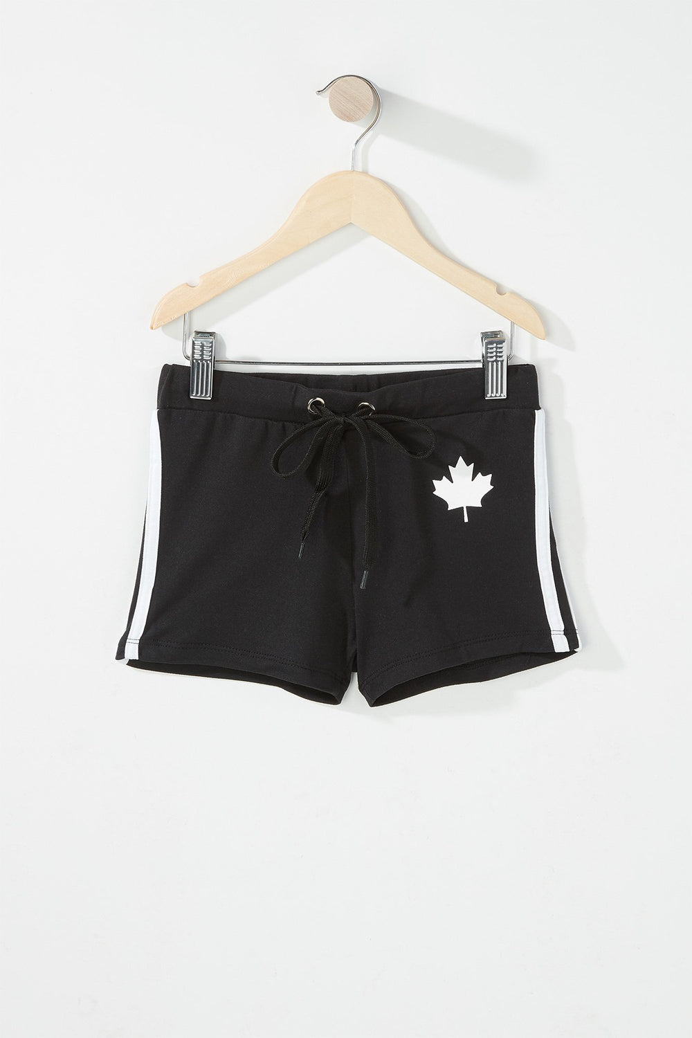 Kids Girls Canada Side Stripe High-Rise Drawstring Short Black