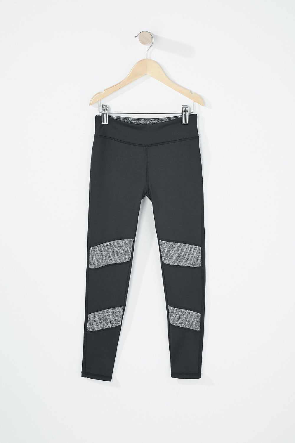Kids Girls Colour Block Mesh Knee Active Legging Black