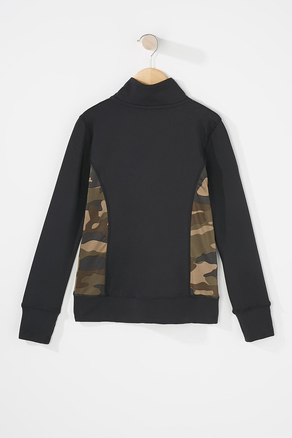 Kids Girls Colour Block Zip-Up Active Jacket Black