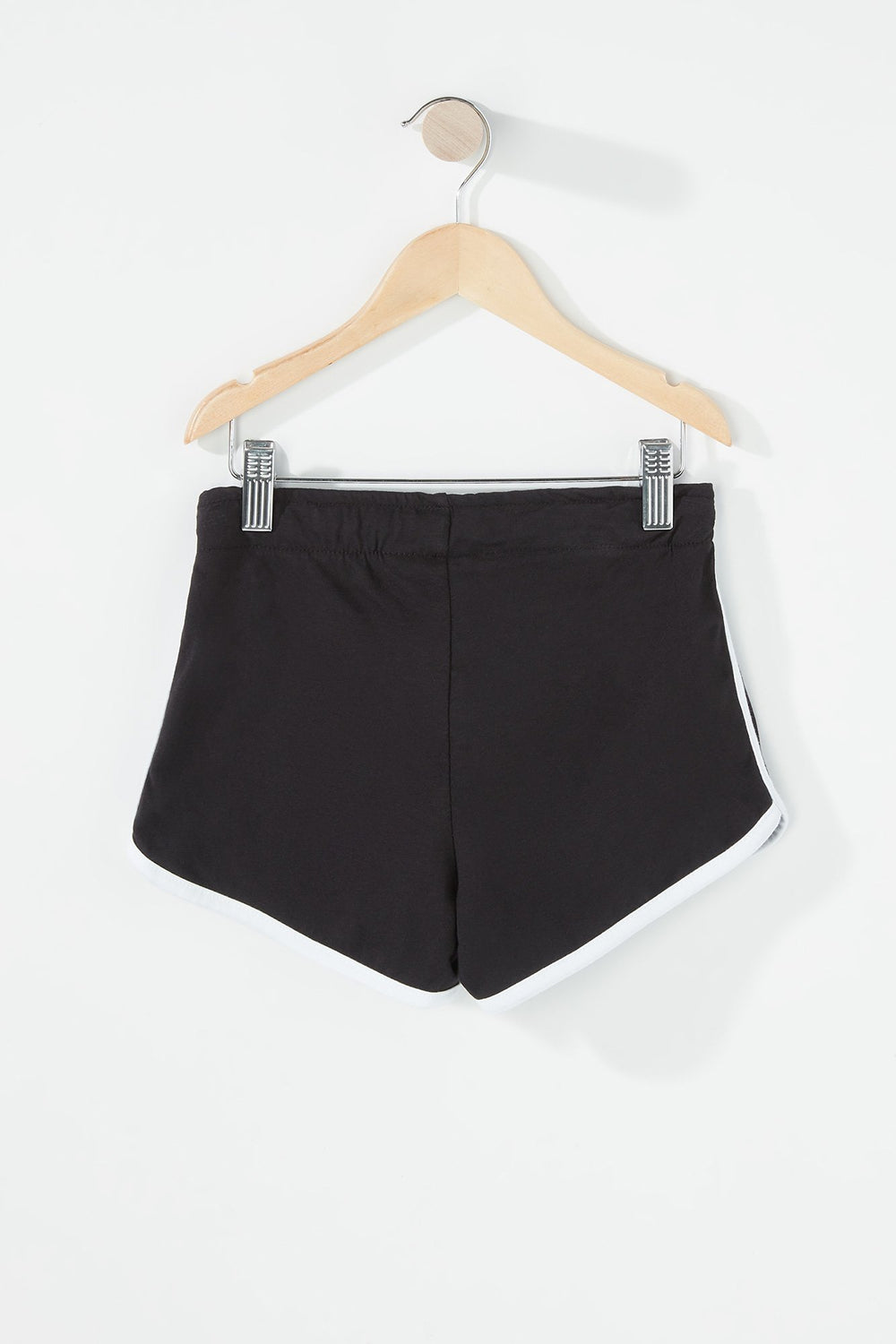 Kids Girls Contrast Dolphin Hem Drawstring Short Black