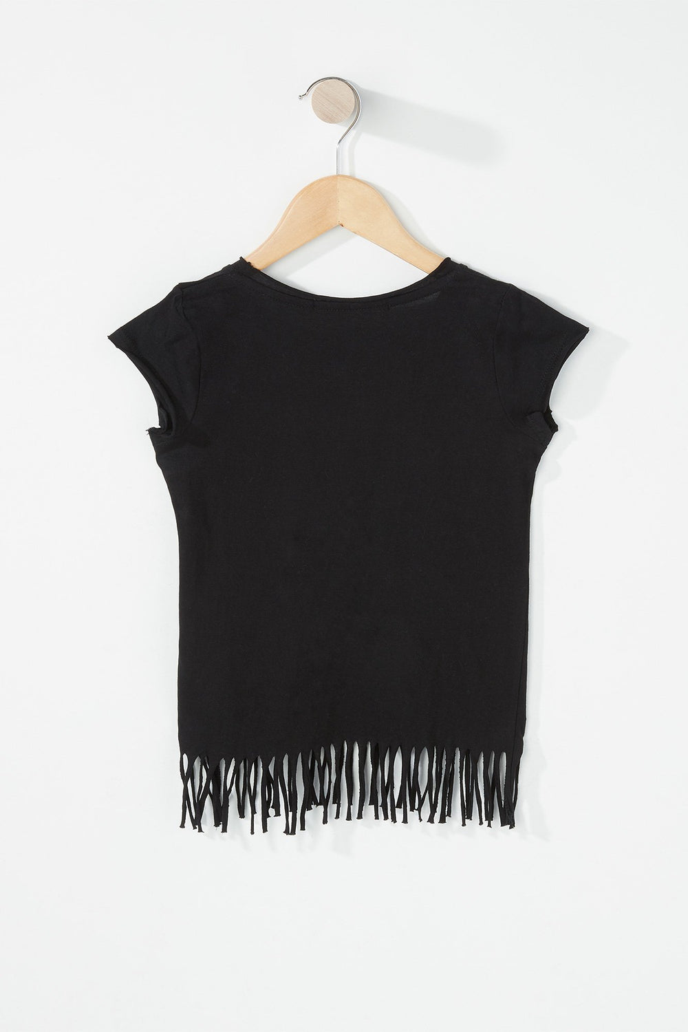 Kids Girls Dancing Ballerina Quote Graphic Fringe T-Shirt Black