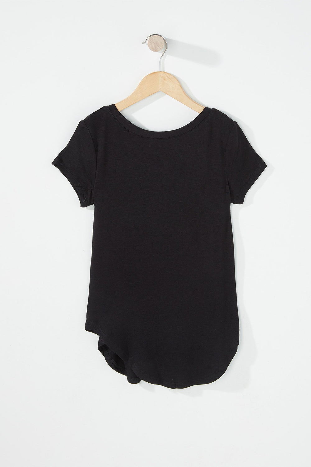 Kids Girls Dolphin Hem Lightweight T-Shirt Black