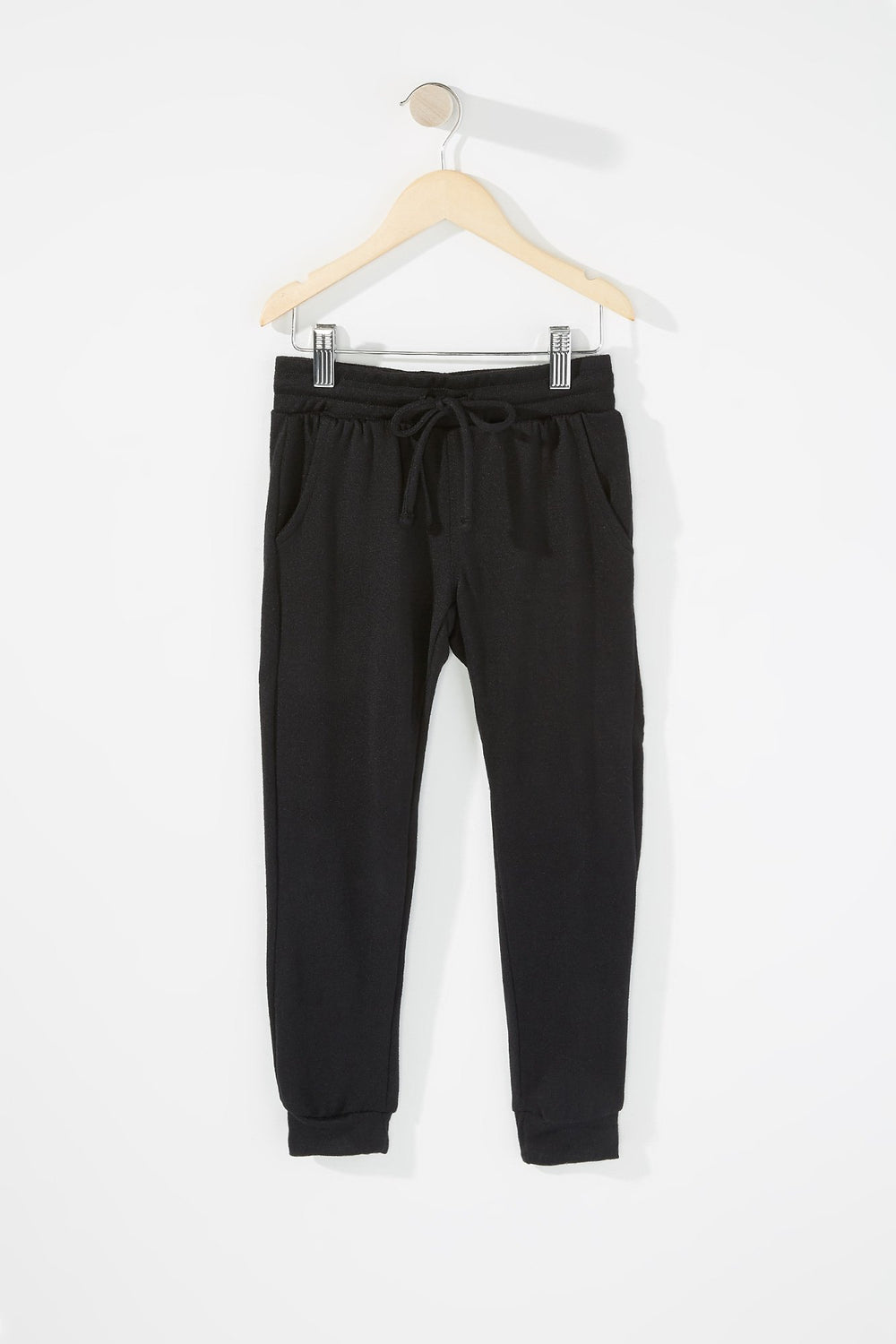 Kids Girls Fleece Drawstring Jogger Black