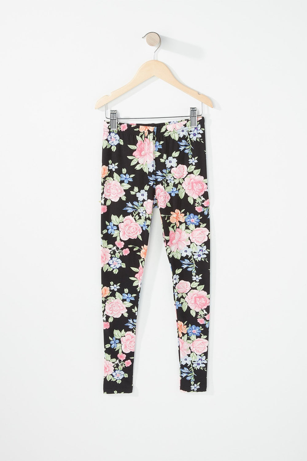 Kids Girls Floral Print Legging Black