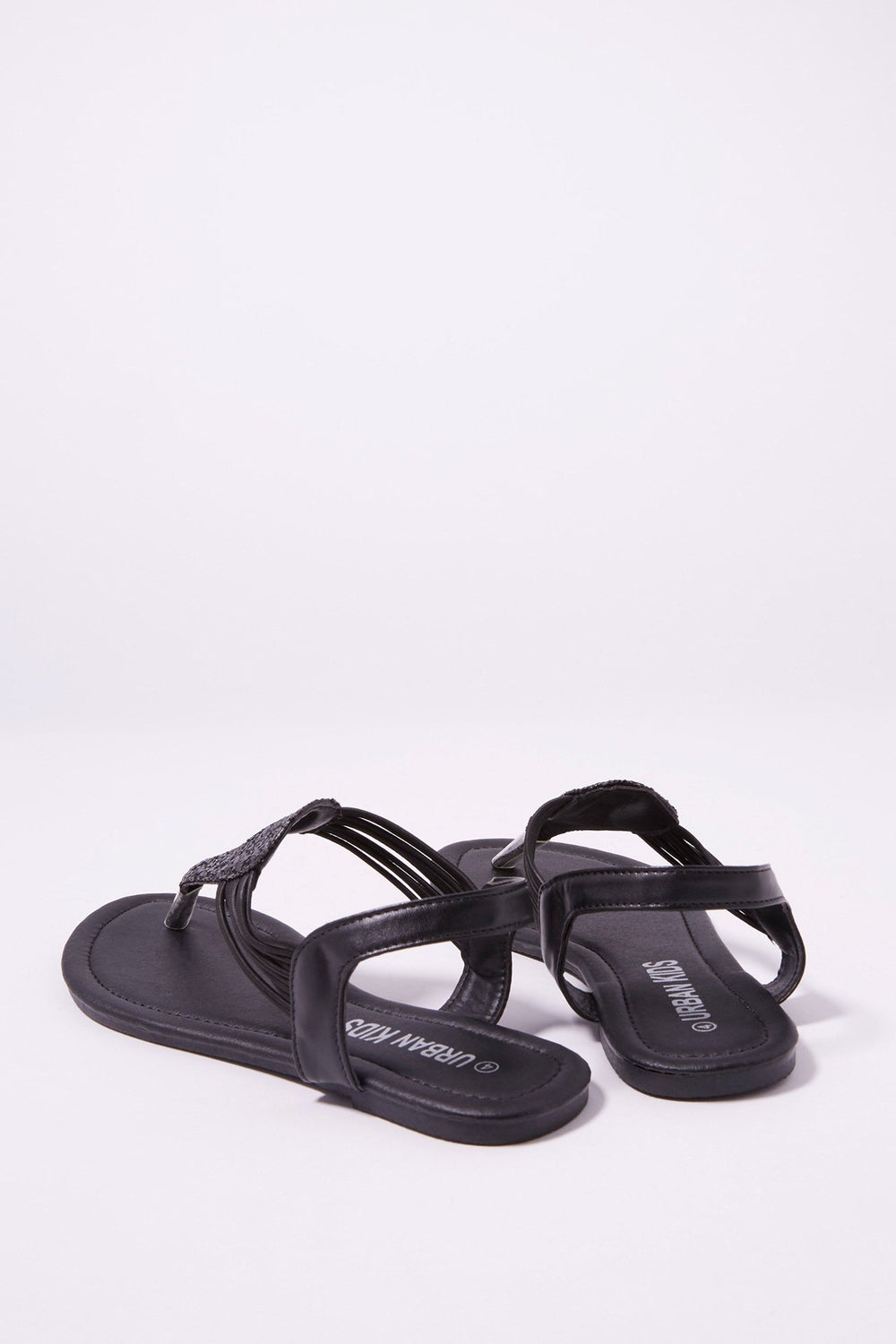 Kids Girls Glitter T-Bar Sandal Black